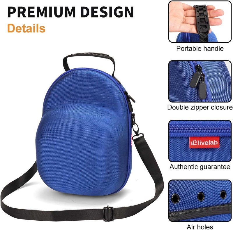 Livelab Hat Case, Hard Hat Case for Baseball Caps, Hat Storage with Carrying Handle & Shoulder Strap, Hat Organizer Protects Up to 6 Hats, Perfect for Travel & Home Storage - Blue - Image 3